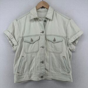 GAP Jacket Womens S 1969 Jean Denim Button Front Short Sleeve Light Wash Blue